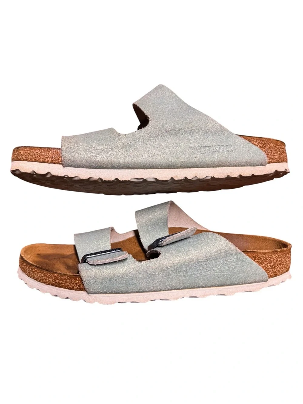 Birkenstock Arizona Washed Metallic Mineral Size 40 US Womens 9 Leather Sandals